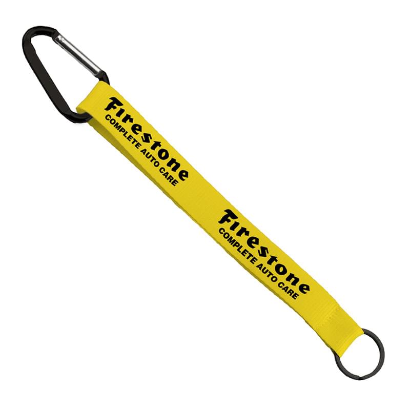 3/4" Sewn Polyester Keychain with Metal Split-Ring and Carabiner