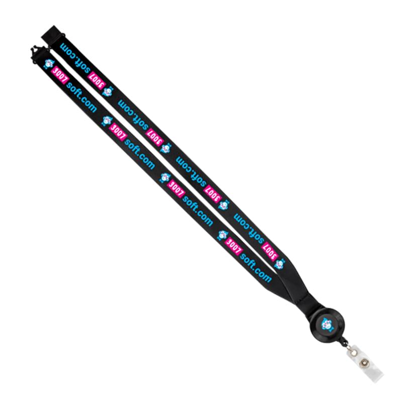 3/4" Import Dye-Sublimated Lanyard with Retractable Badge Reel