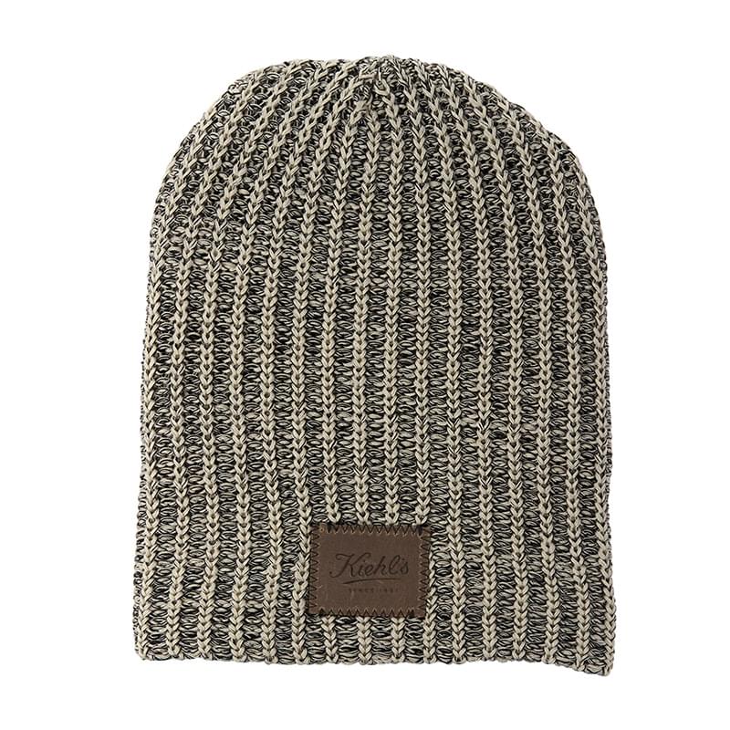 Haberdasher Knit Beanie with Leather Patch