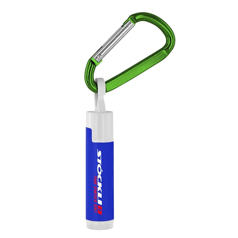 SPF 15 Lip Balm in White Tube with Hook Cap and Carabiner