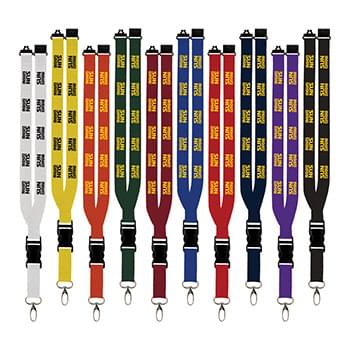 Maverick 1" Polyester Lanyard w/ Slide Buckle Release, Silver Metal Oval & Convenience Release