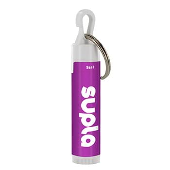 SPF 15 Lip Balm in White Tube with Hook Cap and Silver Metal Split-Ring