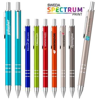 Cary Slim Mirror Aluminum Ballpoint Pen with blue ink.